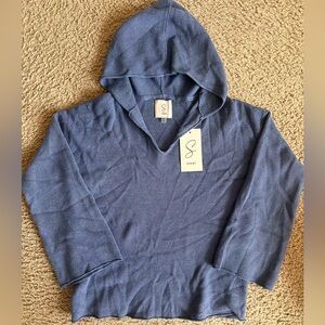 Sioni Ribbed Knit Hoodie in Blue